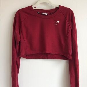 Gymshark Burgundy Long Sleeve Crop Top Size S